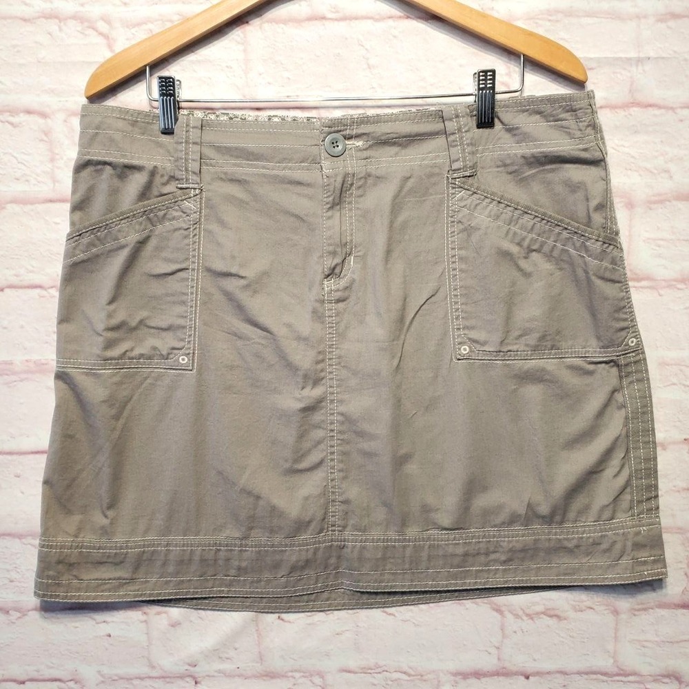 Aventura Organic Cotton Cargo Skirt Womens 14 Taupe Travel Utility Minimalist